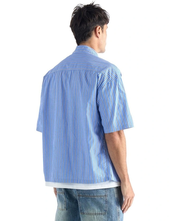 Heritage Short Sleeve Shirt in Blue, White/Navy Multi Stripe image 5