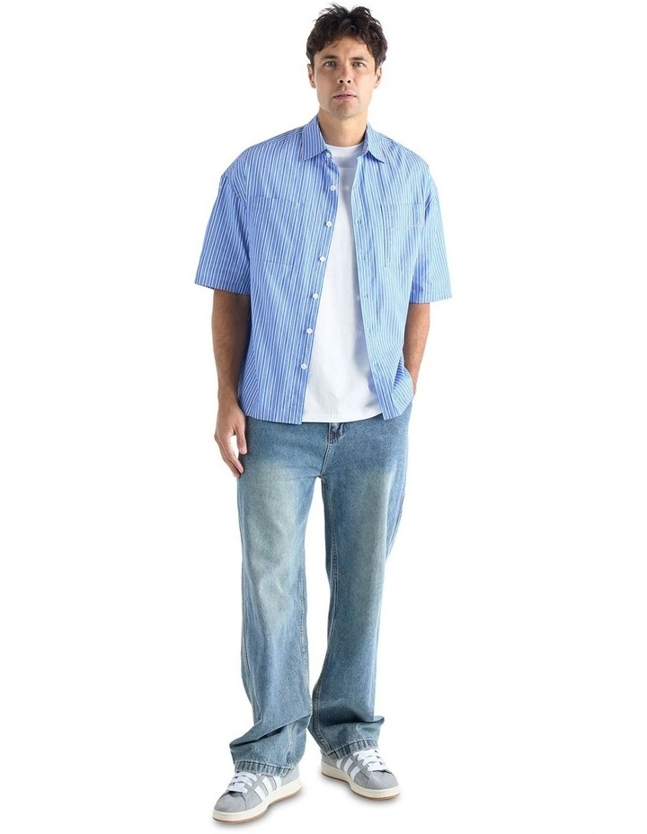 Heritage Short Sleeve Shirt in Blue, White/Navy Multi Stripe image 6