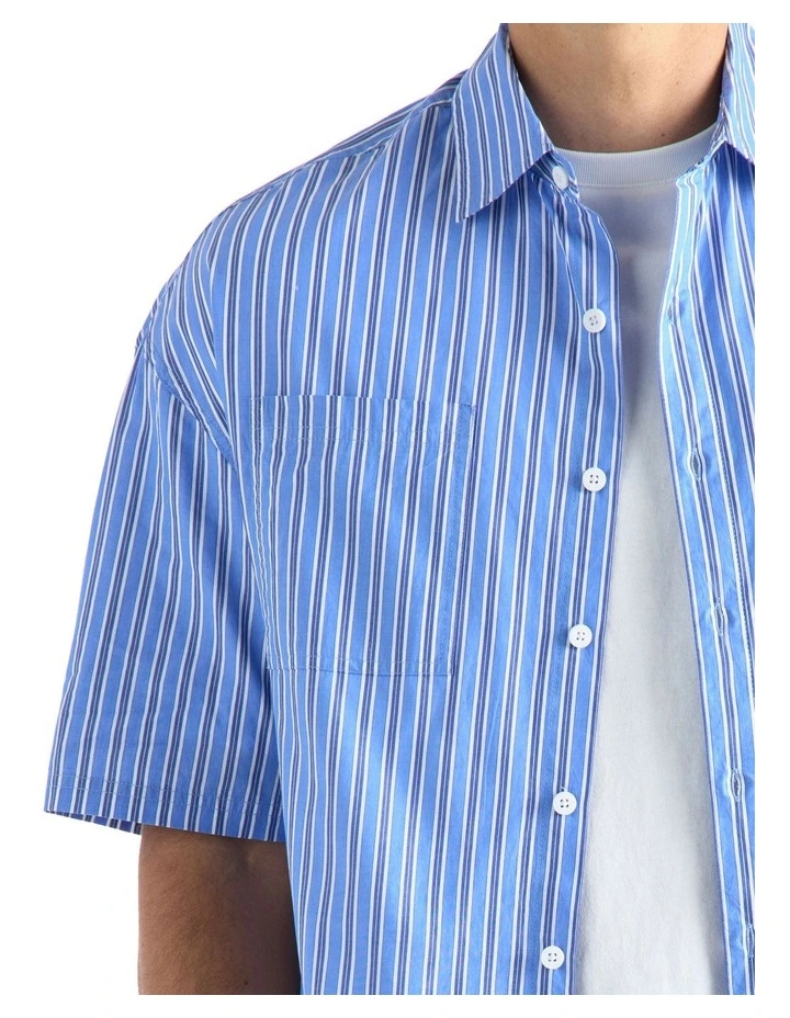 Heritage Short Sleeve Shirt in Blue, White/Navy Multi Stripe image 7