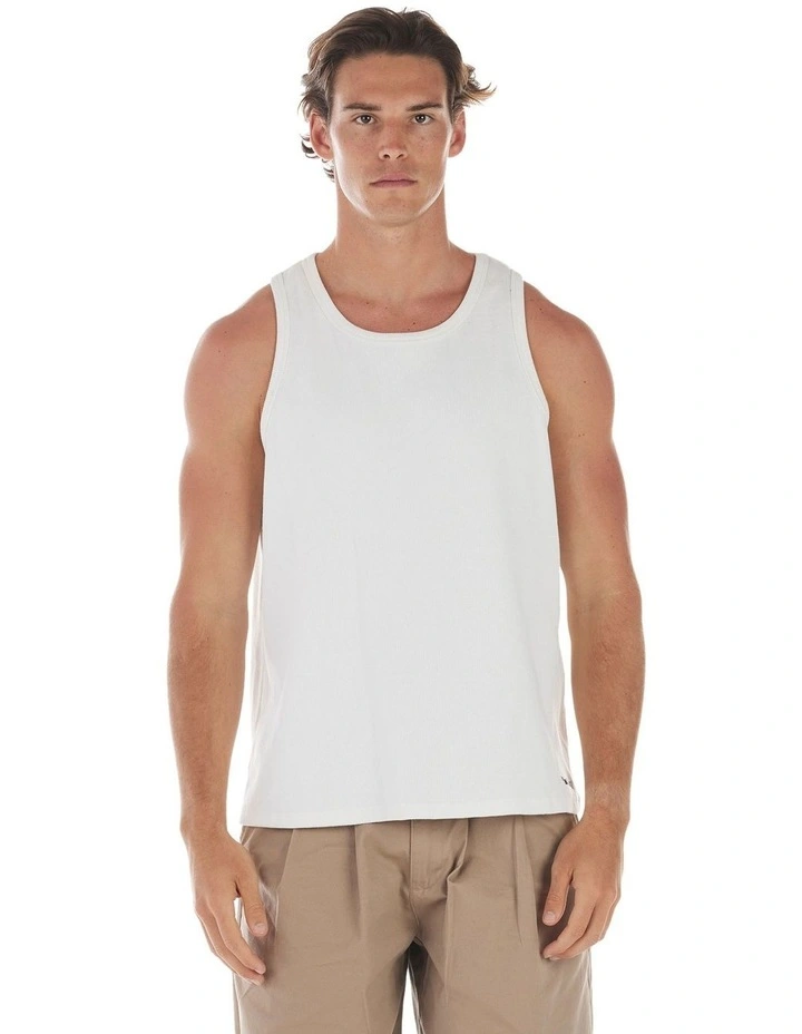 Winston Rib Singlet in Off White image 1