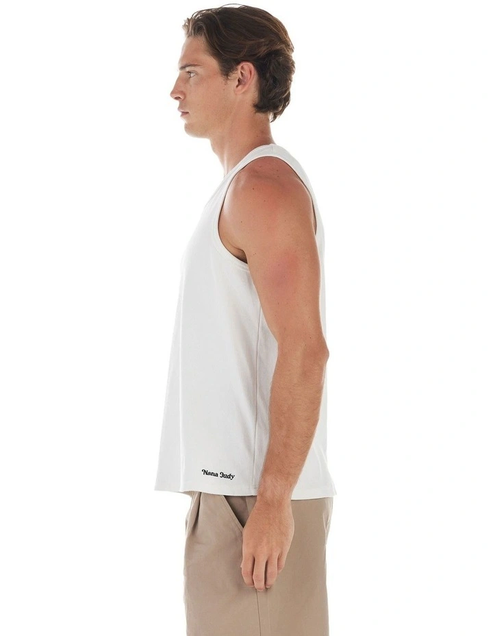 Winston Rib Singlet in Off White image 3