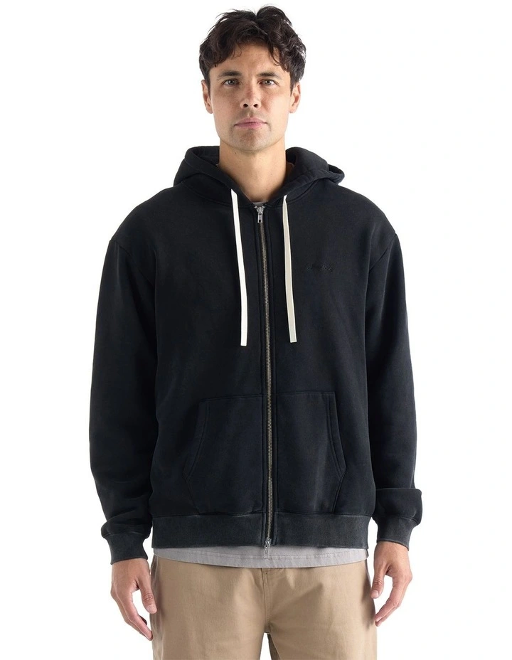 Floyd Zip Through Hoodie in Enzyme Black image 1