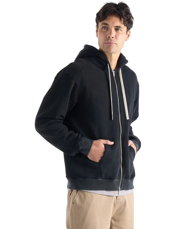 Floyd Zip Through Hoodie in Enzyme Black image 5