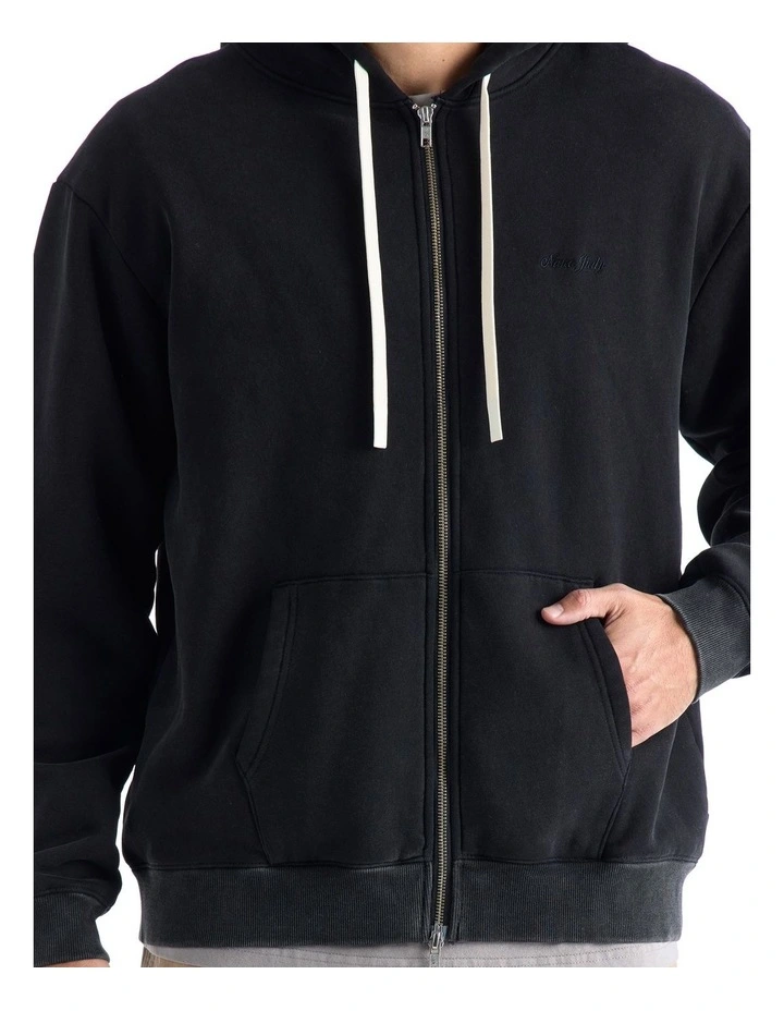 Floyd Zip Through Hoodie in Enzyme Black image 6