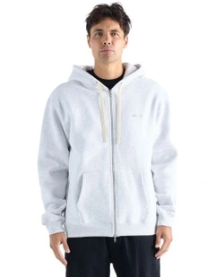 Floyd Zip Through Hooded Sweater in White Marl