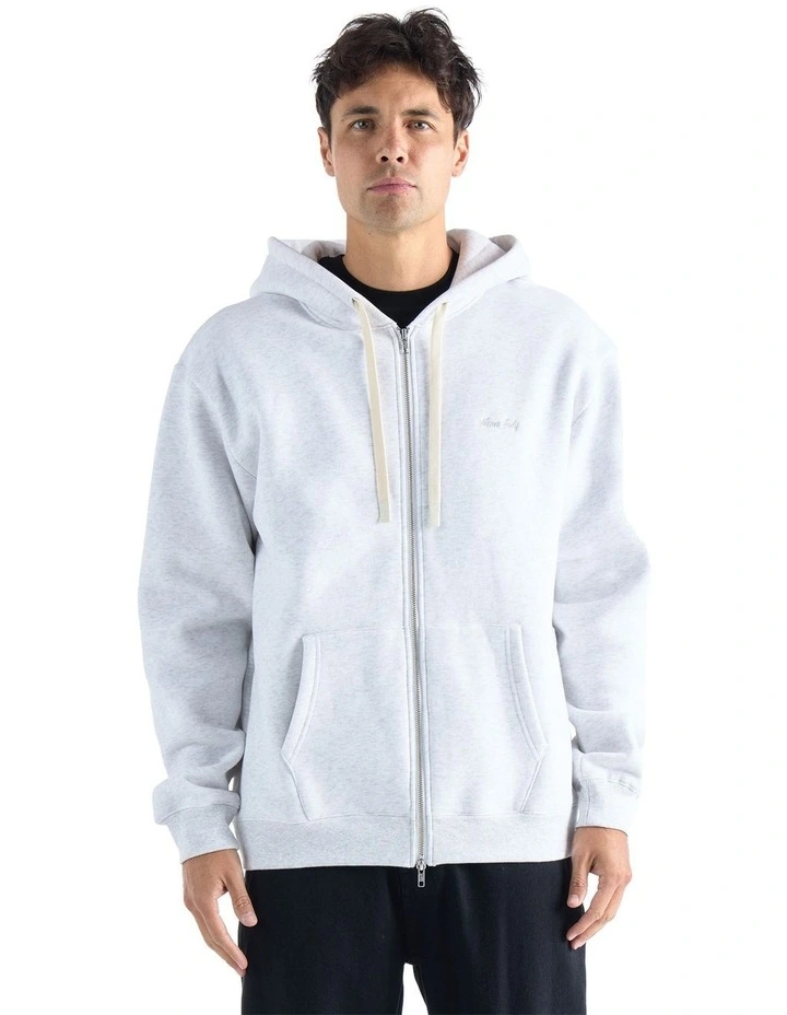 Floyd Zip Through Hooded Sweater in White Marl image 1