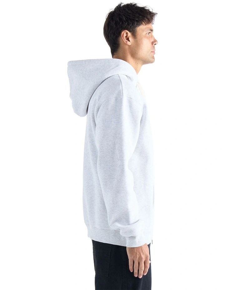 Floyd Zip Through Hooded Sweater in White Marl image 3
