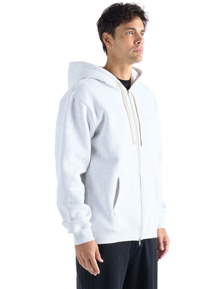 Floyd Zip Through Hooded Sweater in White Marl image 4