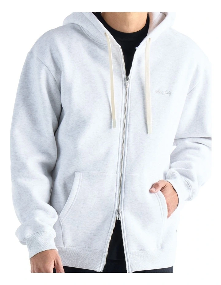 Floyd Zip Through Hooded Sweater in White Marl image 7