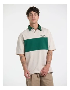 Arrivederci Rugby Short Sleeve Polo in Bone and Emerald