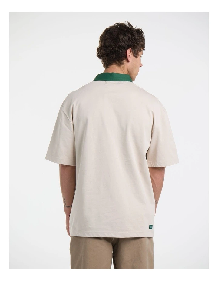 Arrivederci Rugby Short Sleeve Polo in Bone and Emerald image 2