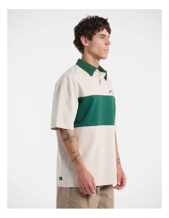 Arrivederci Rugby Short Sleeve Polo in Bone and Emerald image 4