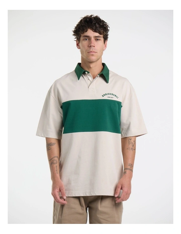 Arrivederci Rugby Short Sleeve Polo in Bone and Emerald image 5