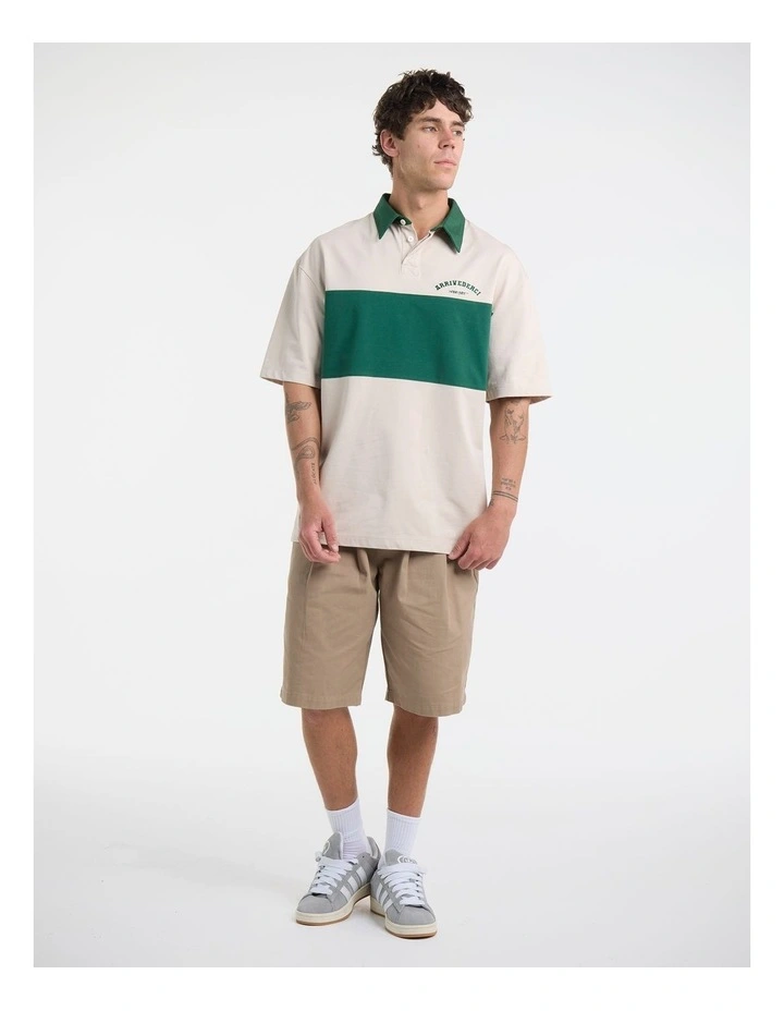 Arrivederci Rugby Short Sleeve Polo in Bone and Emerald image 6