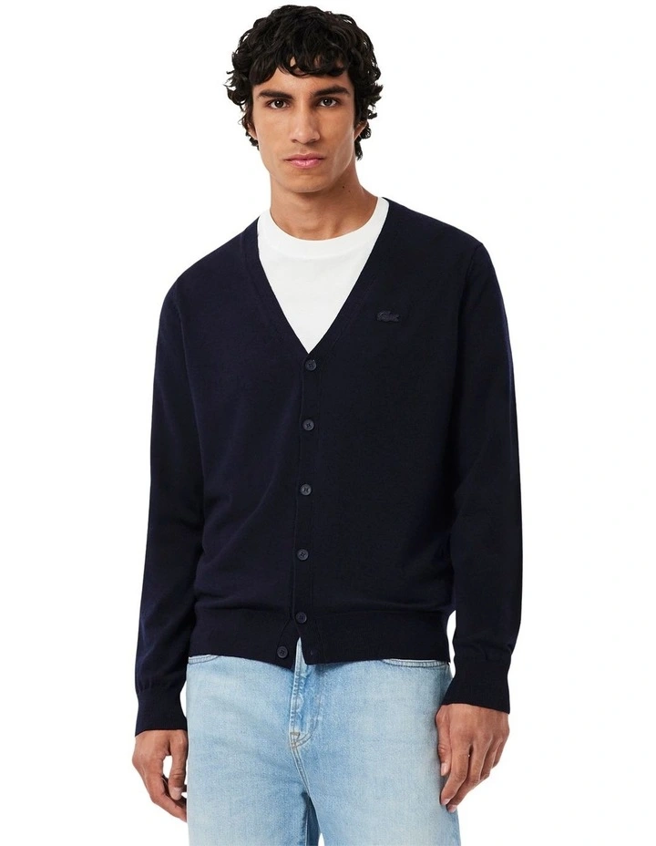 Essential Wool Cardigan in Navy Blue image 1