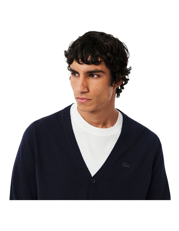 Essential Wool Cardigan in Navy Blue image 3