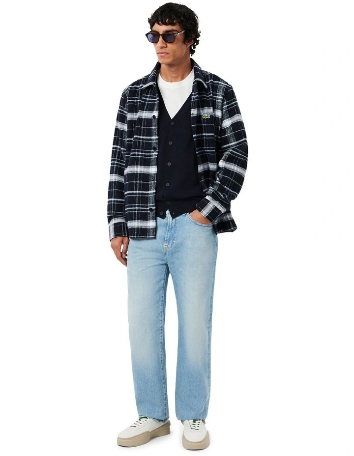 Essential Wool Cardigan in Navy Blue image 4