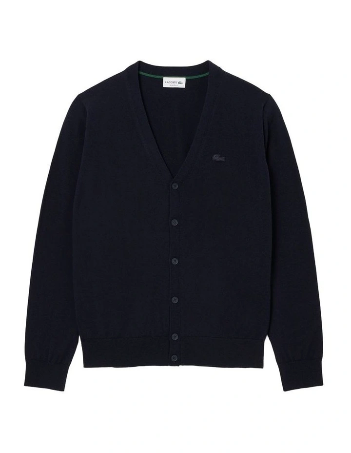 Essential Wool Cardigan in Navy Blue image 5