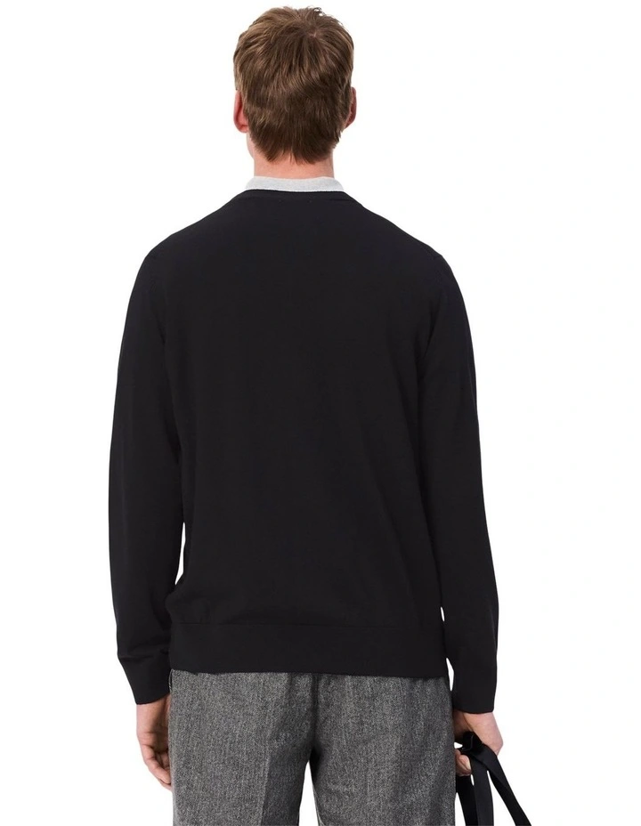 Essential Wool Cardigan in Black image 2