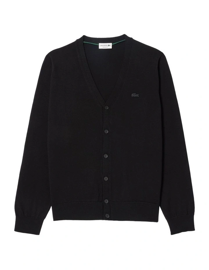 Essential Wool Cardigan in Black image 5