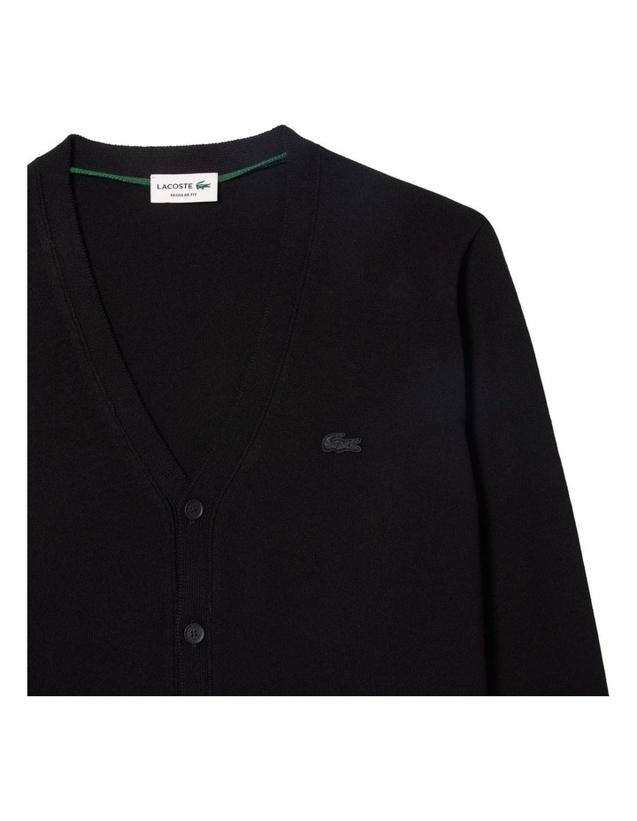 Essential Wool Cardigan in Black image 6