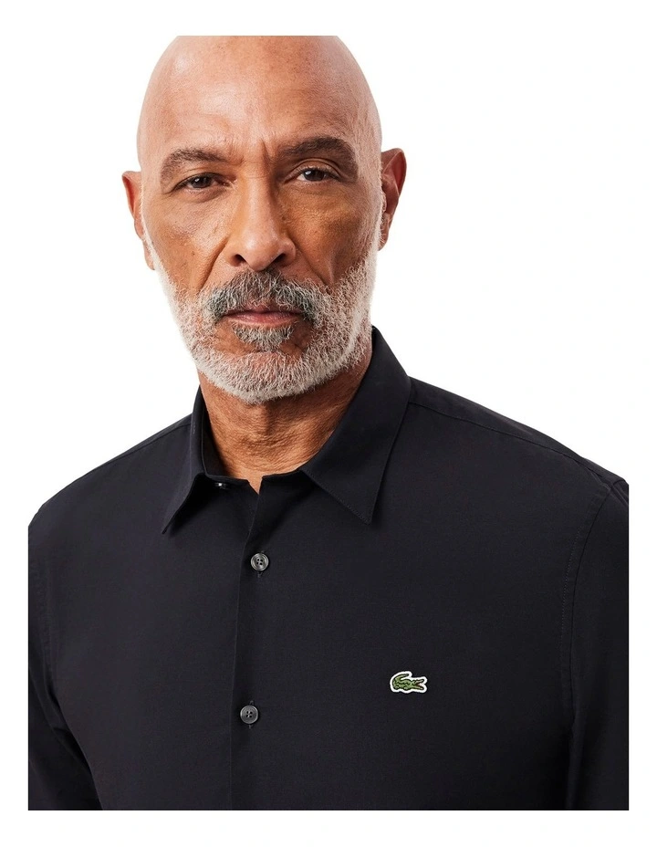 Essentials Long Sleeve Poplin Shirt in Abysm image 3