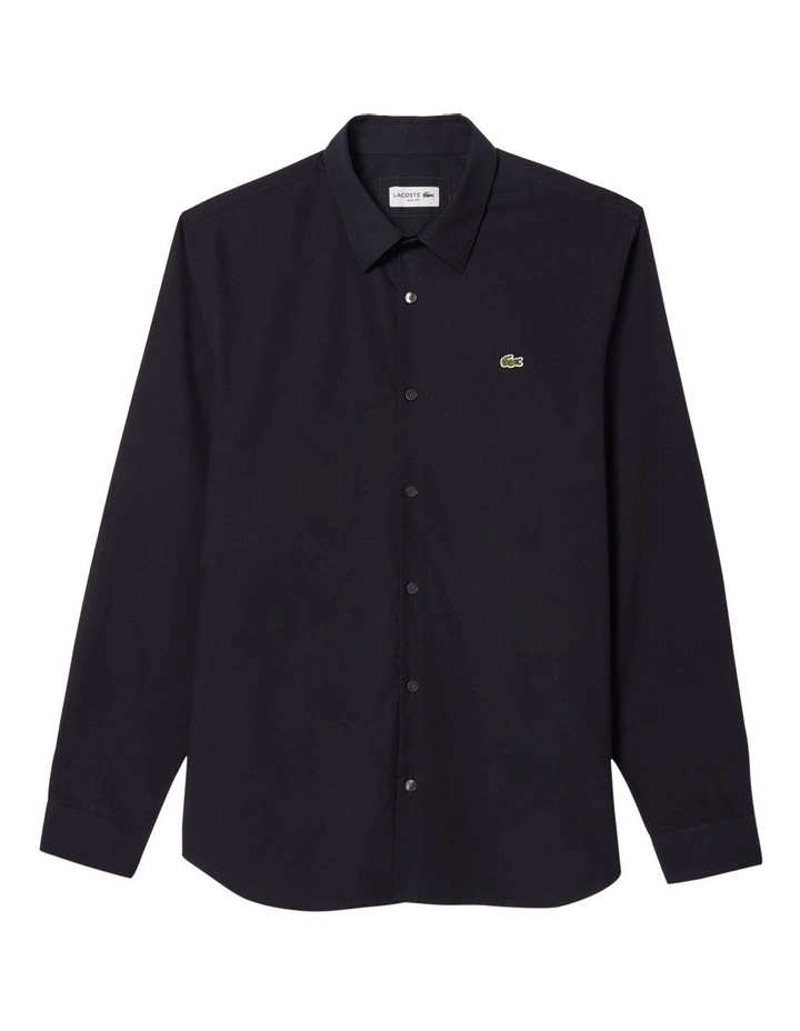 Essentials Long Sleeve Poplin Shirt in Abysm image 4