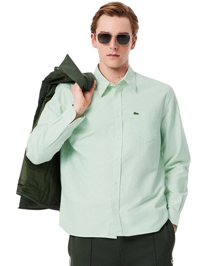 Essentials Long Sleeve Stripe Shirt in White/Liamone image 1