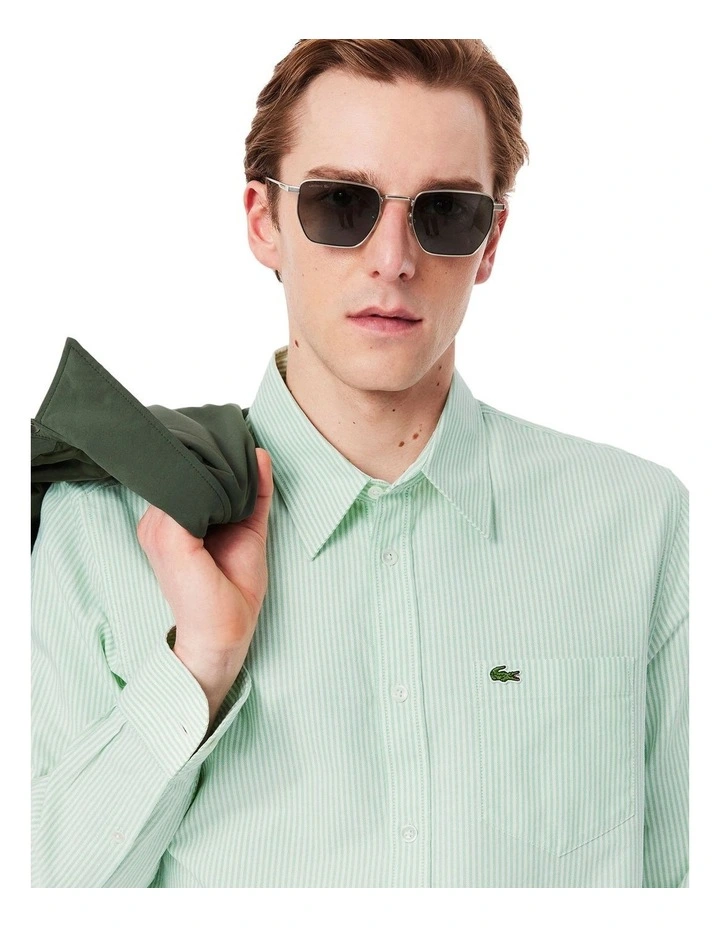 Essentials Long Sleeve Stripe Shirt in White/Liamone image 3