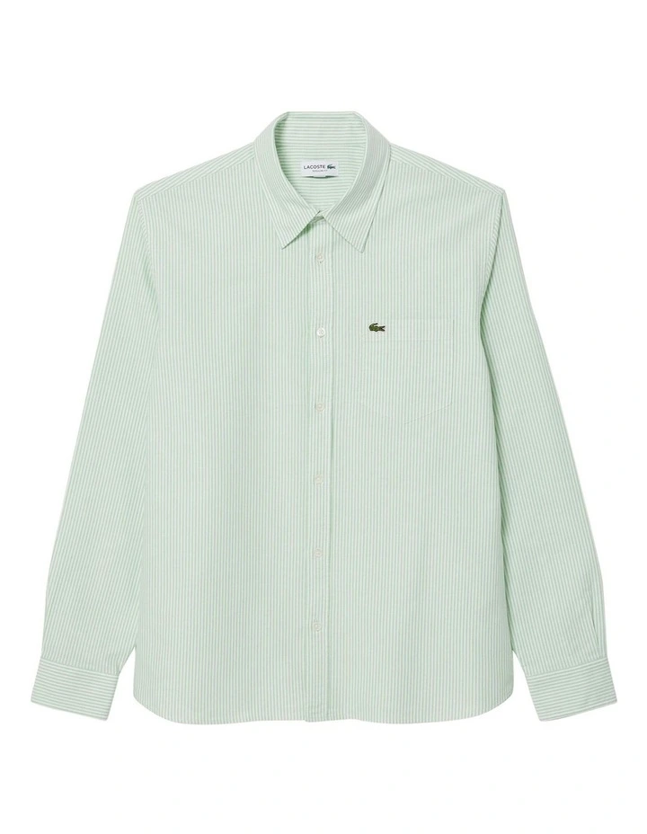 Essentials Long Sleeve Stripe Shirt in White/Liamone image 4