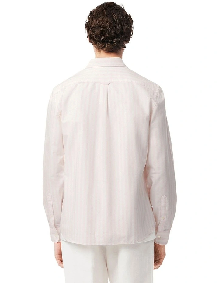 Long Sleeve Stripe Shirt in White/Flamingo image 2