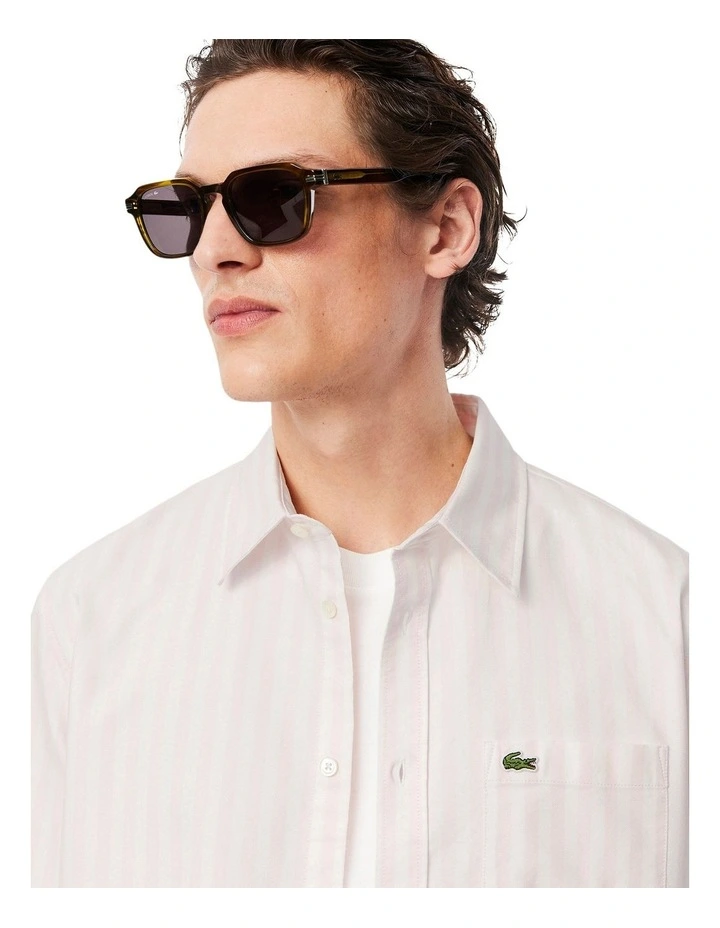 Long Sleeve Stripe Shirt in White/Flamingo image 3