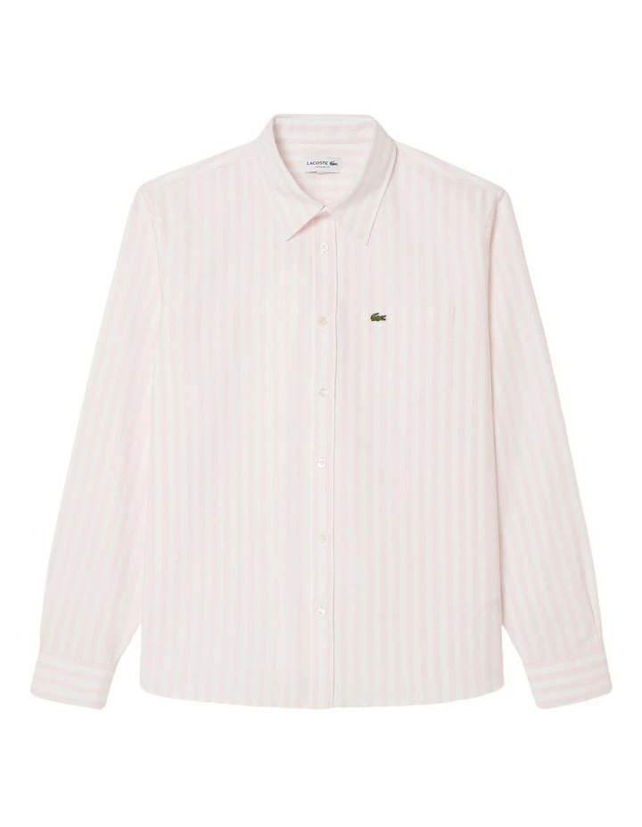 Long Sleeve Stripe Shirt in White/Flamingo image 5