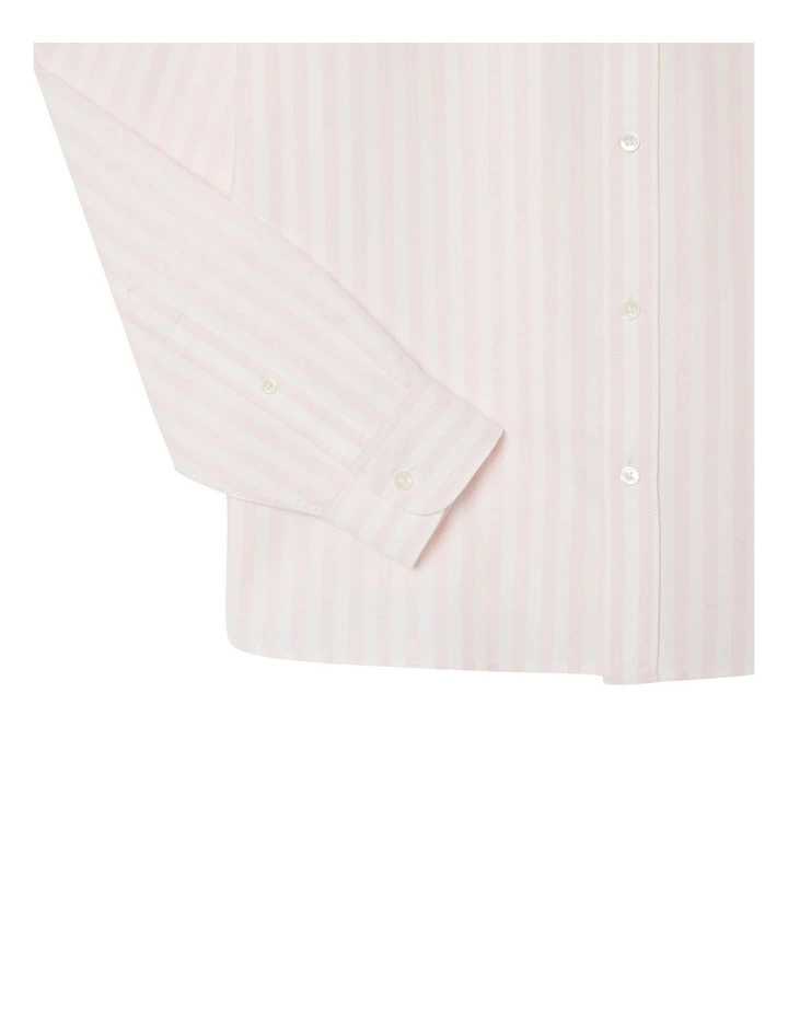 Long Sleeve Stripe Shirt in White/Flamingo image 6