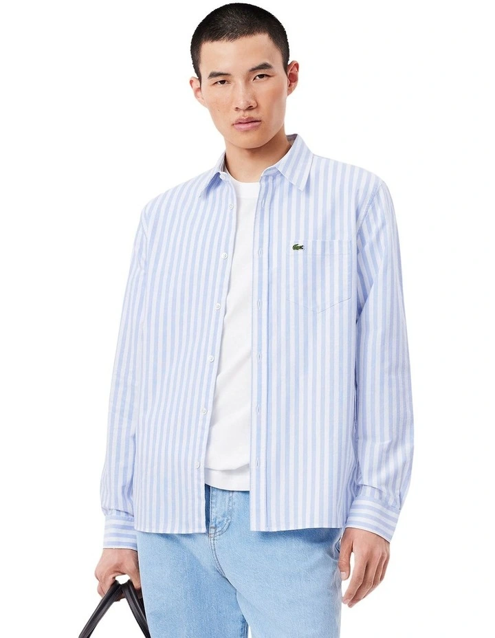 Long Sleeve Stripe Shirt in Overview/White image 1