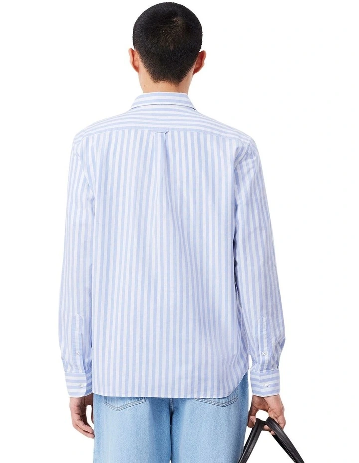 Long Sleeve Stripe Shirt in Overview/White image 3