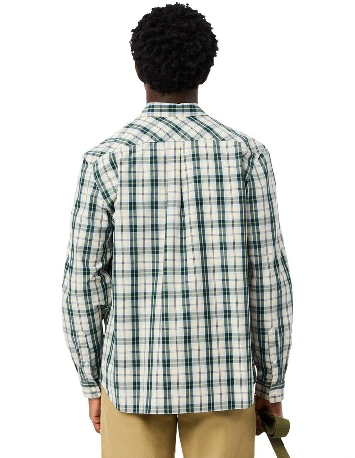 Long Sleeve Poplin Check Shirt Flour/Green image 2