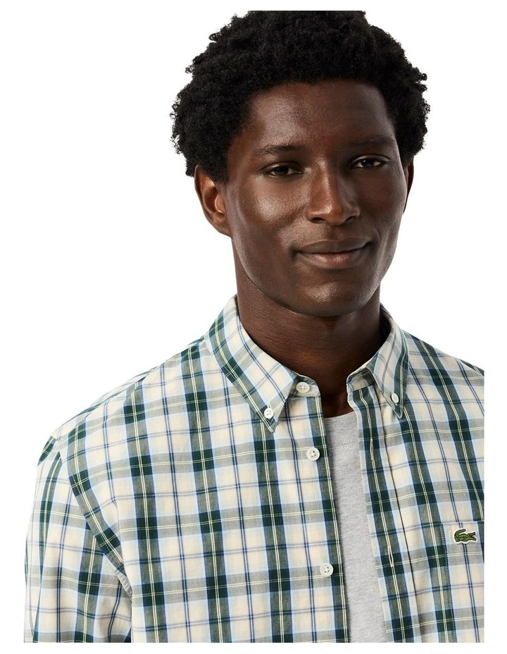 Long Sleeve Poplin Check Shirt Flour/Green image 3