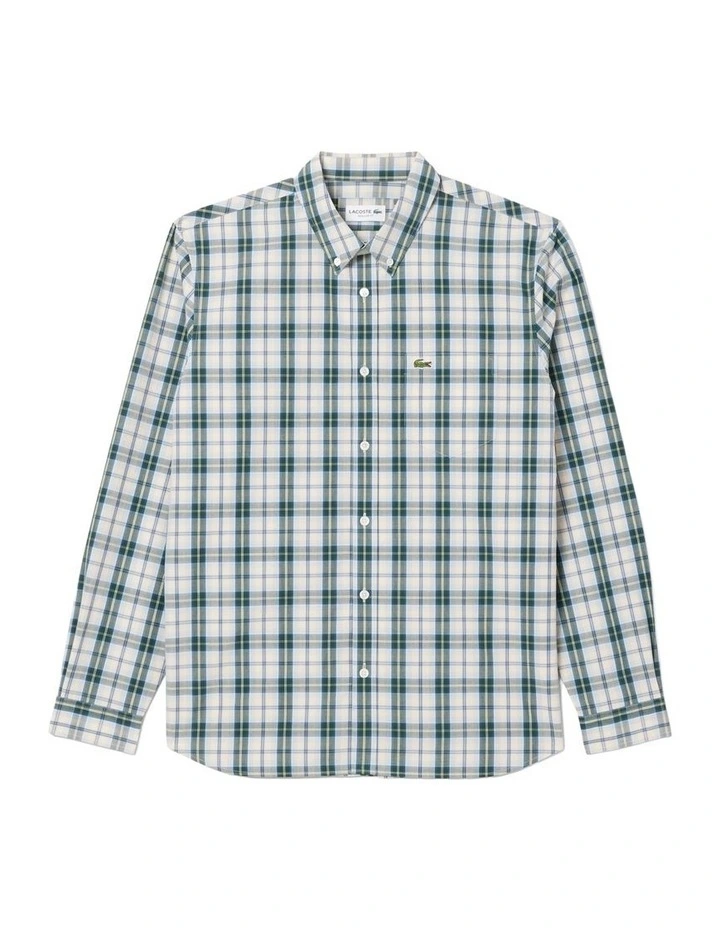 Long Sleeve Poplin Check Shirt Flour/Green image 5