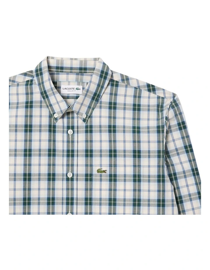 Long Sleeve Poplin Check Shirt Flour/Green image 6
