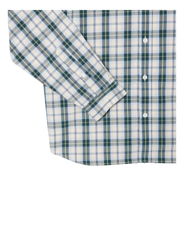 Long Sleeve Poplin Check Shirt Flour/Green image 7