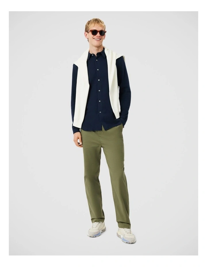 Core Essentials Light Pique Long Sleeve Shirt Navy Blue image 4