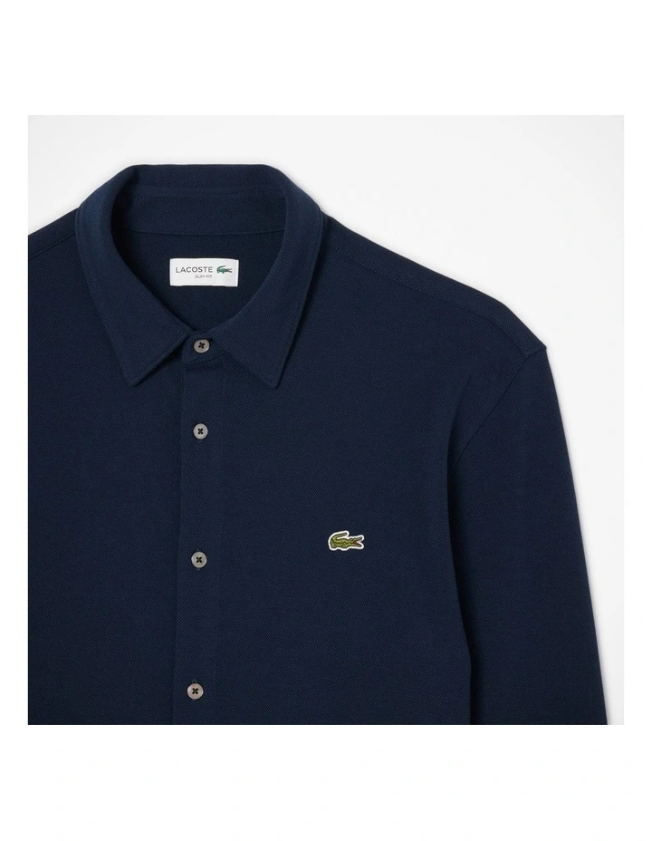 Core Essentials Light Pique Long Sleeve Shirt Navy Blue image 6