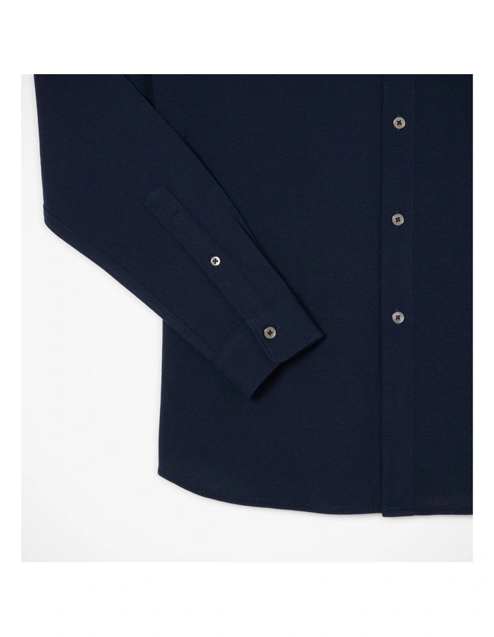 Core Essentials Light Pique Long Sleeve Shirt Navy Blue image 7