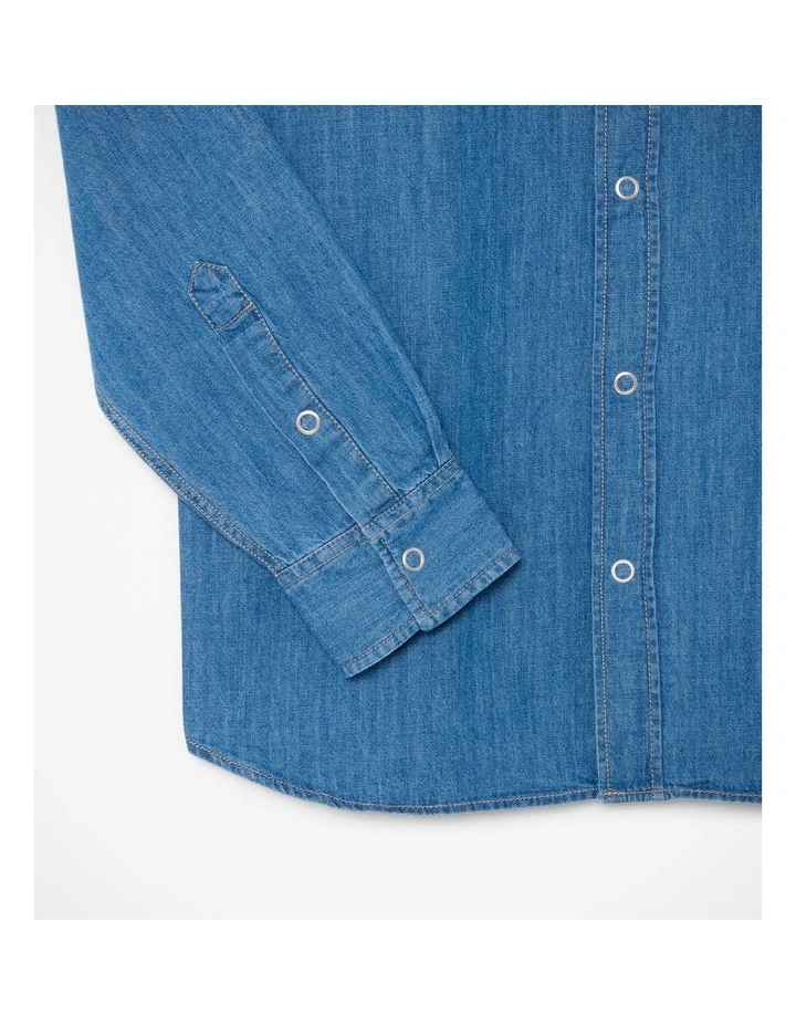 Core Essentials Light Denim Shirt Washed Bleach image 7