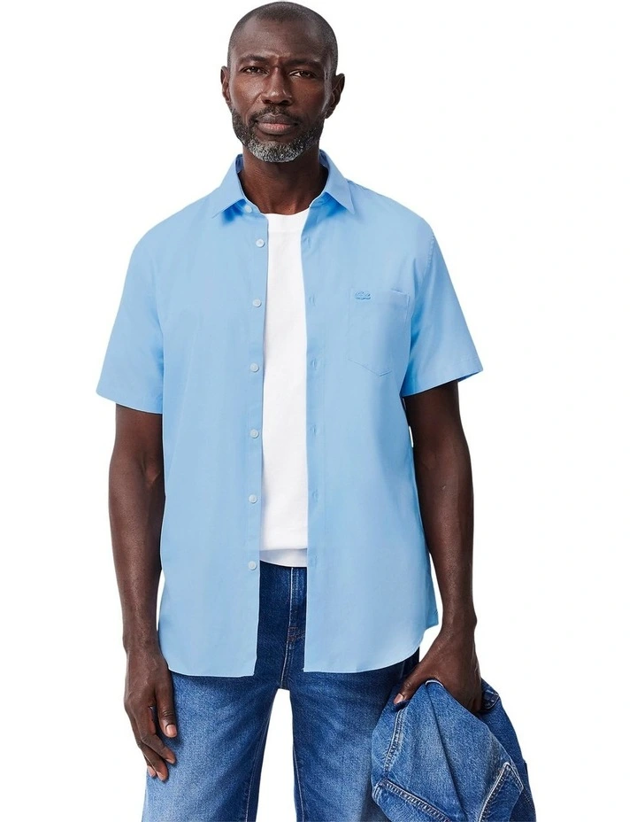 Short Sleeve Pique Poplin Shirt in Overview image 1