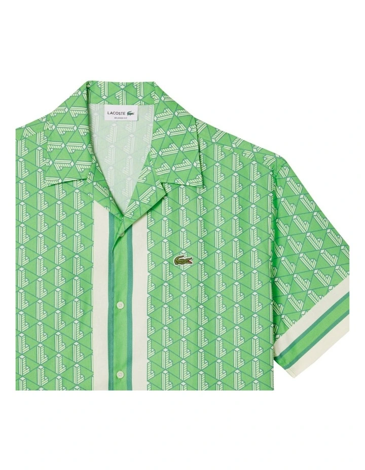 Short Sleeve Relaxed Monogram Shirt in Liamone/Spruce-Crystal image 6