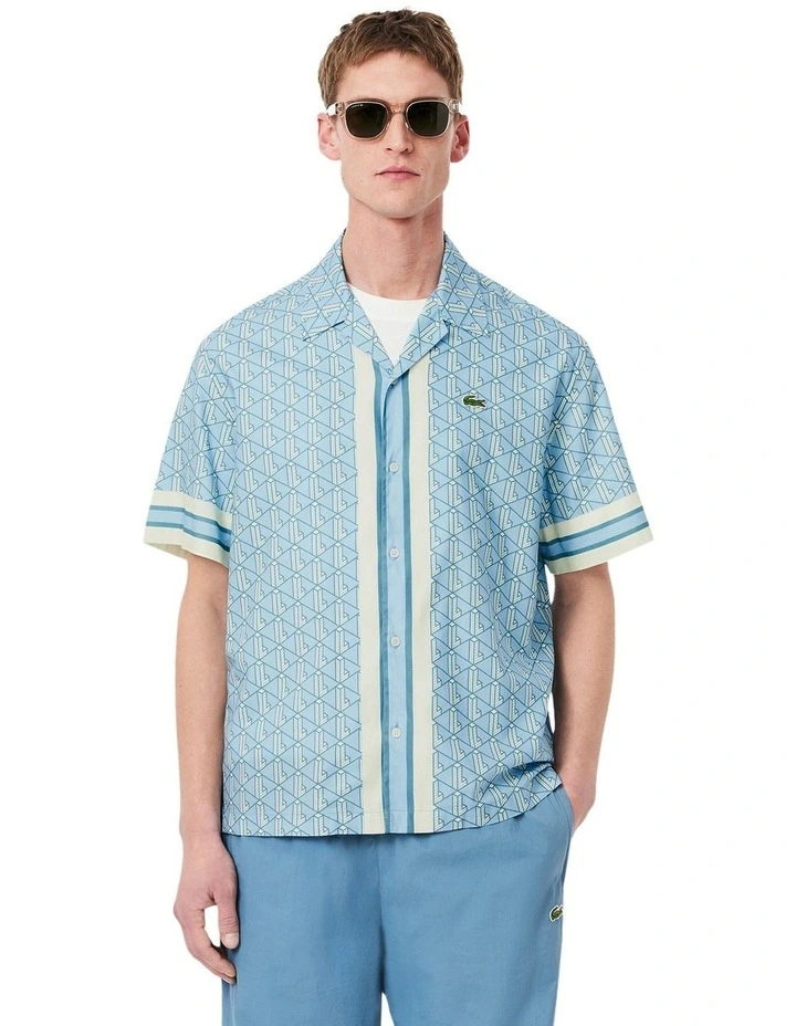 Short Sleeve Relaxed Monogram Shirt in Overview/Limestone-Crysta image 1