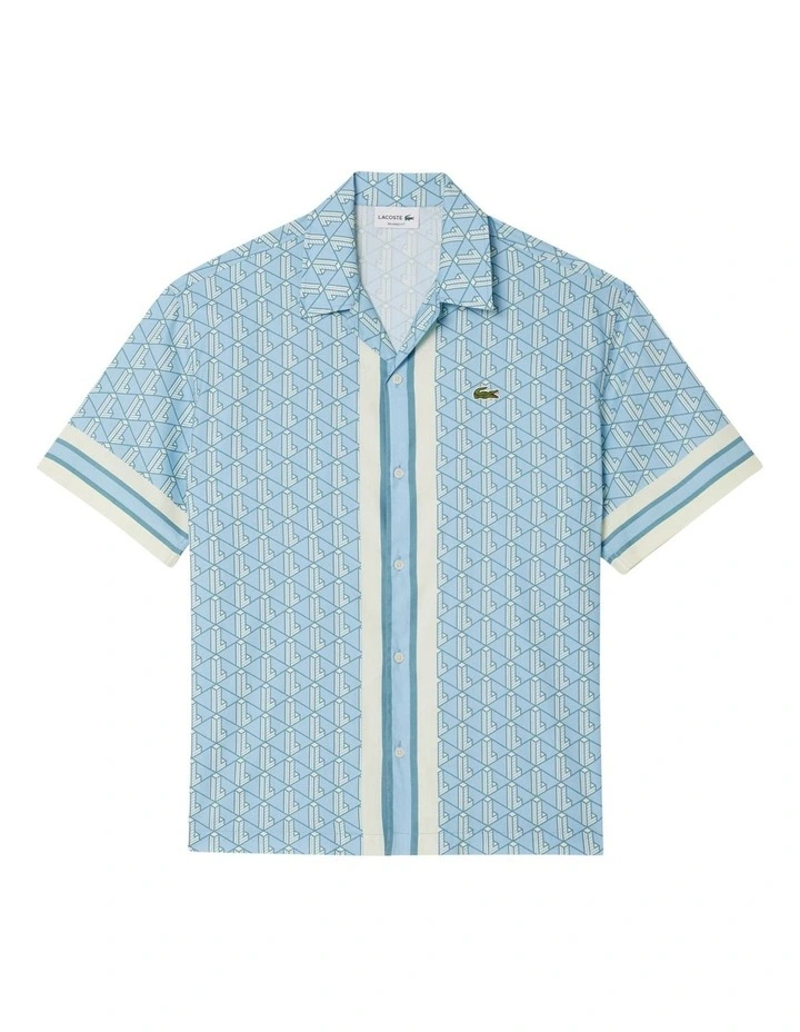 Short Sleeve Relaxed Monogram Shirt in Overview/Limestone-Crysta image 5