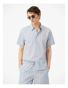 Summer Sets Striped Poplin Shirt Chambray/Miami-Blackbird-